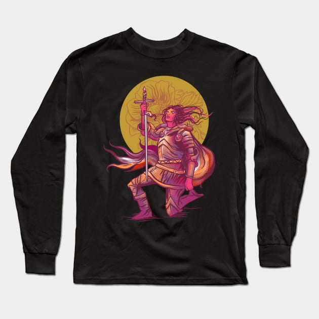 Women With Swords - Lesbian Knight Long Sleeve T-Shirt by Manfish Inc.